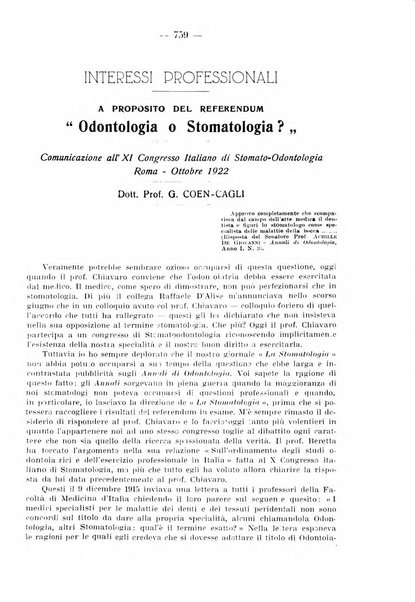 La stomatologia periodico mensile