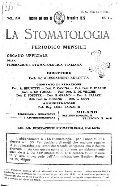 La stomatologia periodico mensile