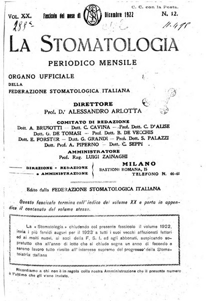 La stomatologia periodico mensile