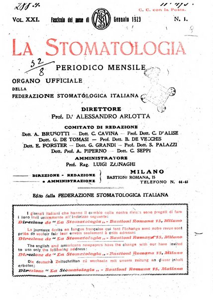 La stomatologia periodico mensile