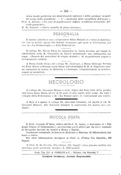 La stomatologia periodico mensile