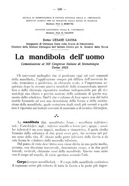 La stomatologia periodico mensile