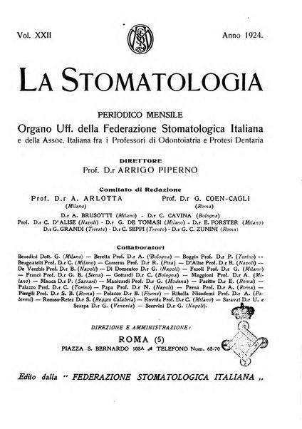 La stomatologia periodico mensile