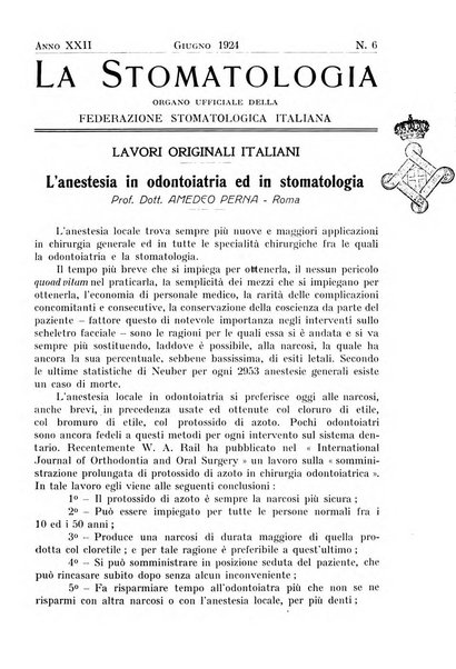 La stomatologia periodico mensile