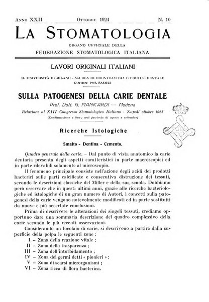 La stomatologia periodico mensile