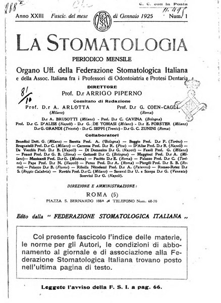 La stomatologia periodico mensile