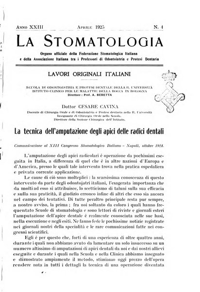 La stomatologia periodico mensile