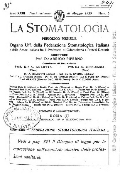 La stomatologia periodico mensile