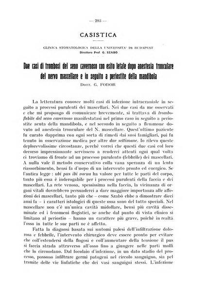 La stomatologia periodico mensile