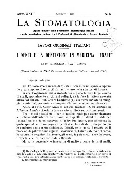 La stomatologia periodico mensile