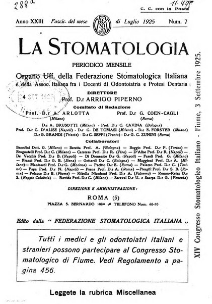 La stomatologia periodico mensile