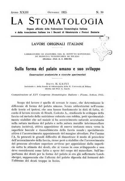 La stomatologia periodico mensile