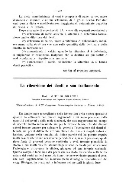 La stomatologia periodico mensile