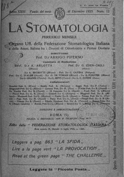 La stomatologia periodico mensile