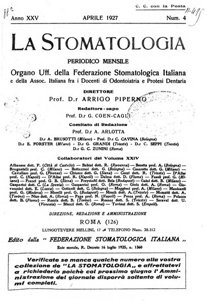 La stomatologia periodico mensile