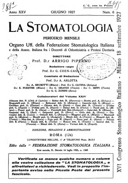 La stomatologia periodico mensile