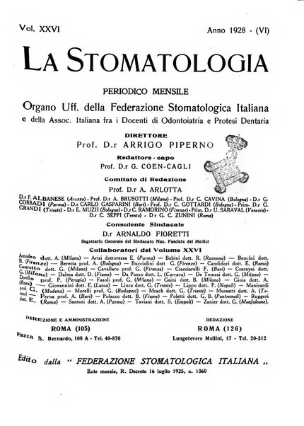 La stomatologia periodico mensile