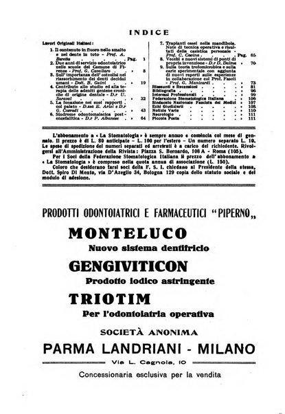 La stomatologia periodico mensile