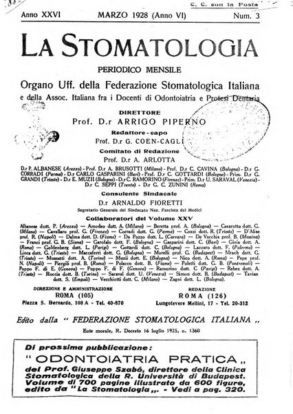 La stomatologia periodico mensile