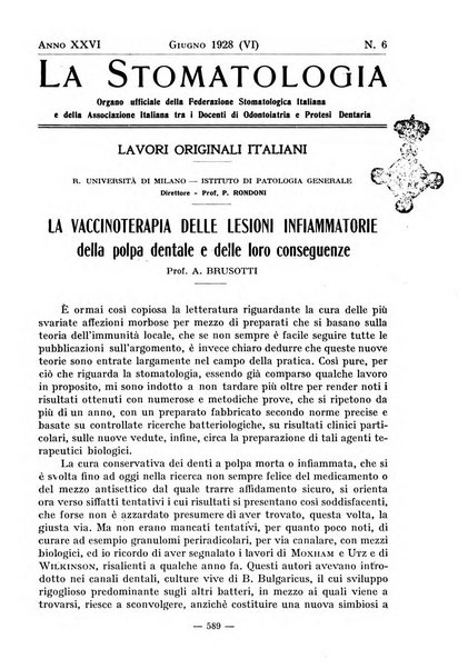 La stomatologia periodico mensile