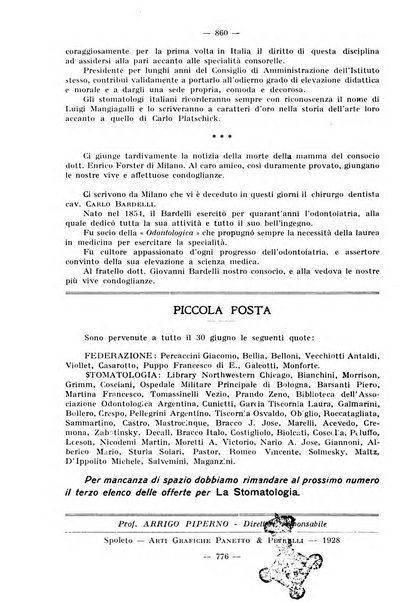 La stomatologia periodico mensile