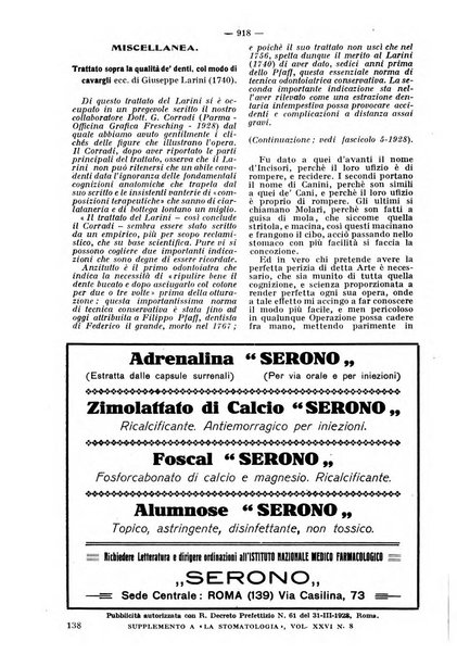 La stomatologia periodico mensile