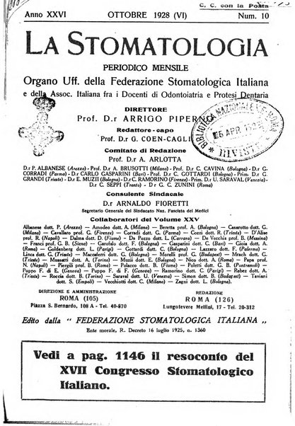 La stomatologia periodico mensile