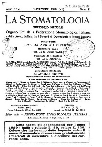 La stomatologia periodico mensile