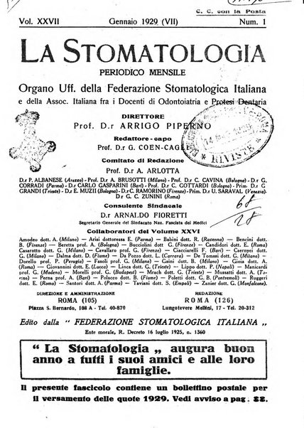 La stomatologia periodico mensile