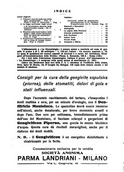 La stomatologia periodico mensile