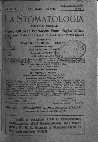 La stomatologia periodico mensile