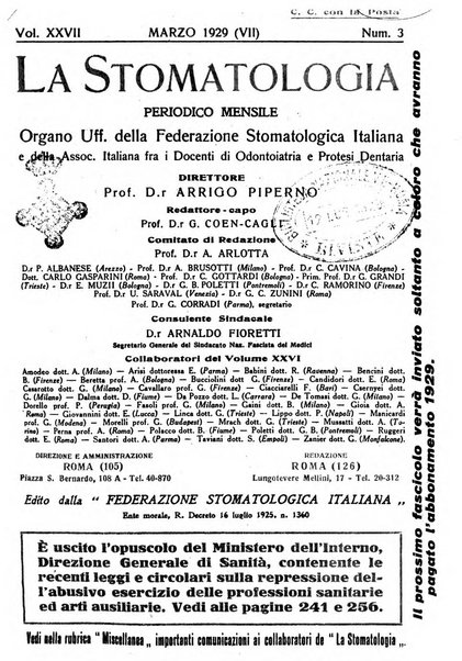 La stomatologia periodico mensile