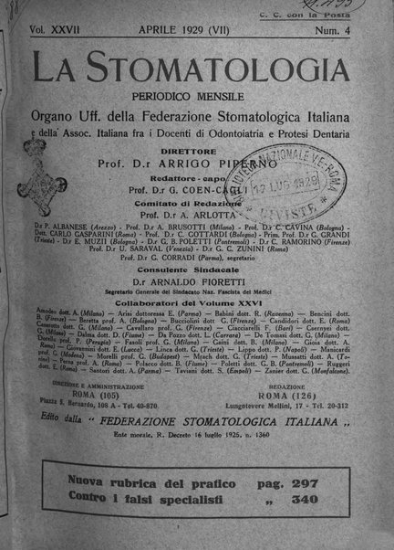 La stomatologia periodico mensile