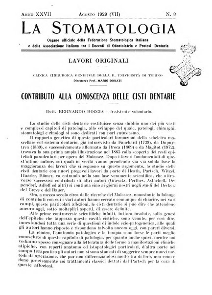 La stomatologia periodico mensile