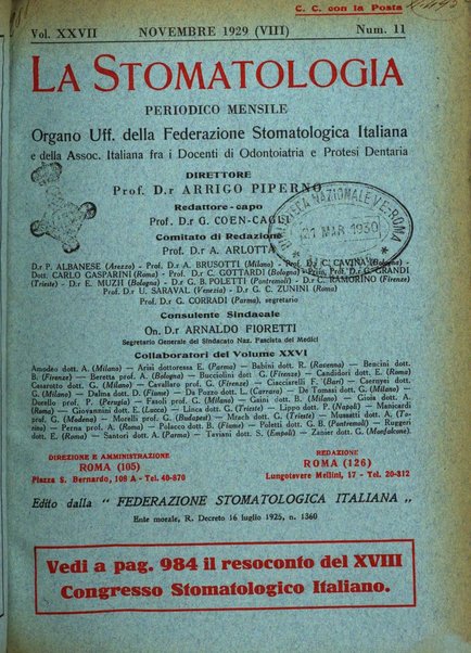 La stomatologia periodico mensile