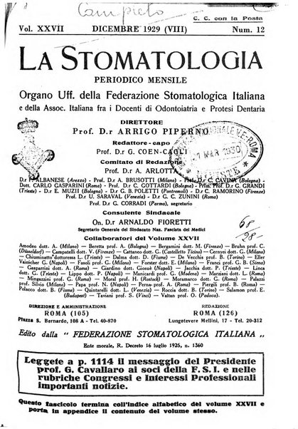 La stomatologia periodico mensile