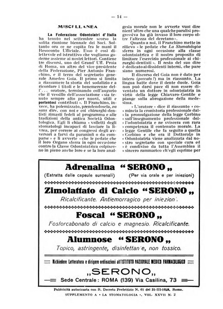 La stomatologia periodico mensile