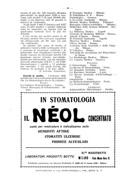 La stomatologia periodico mensile