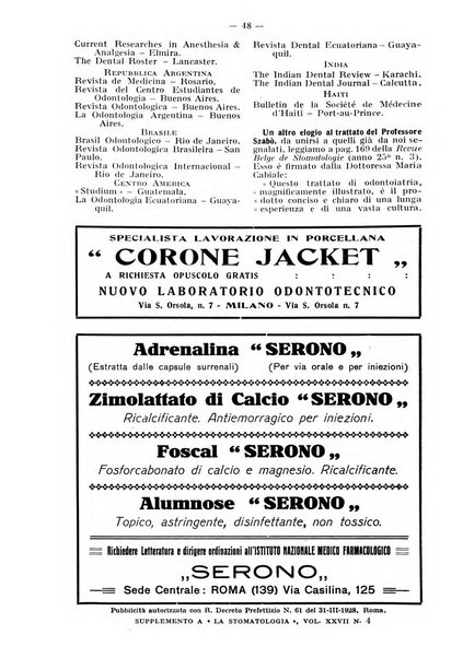 La stomatologia periodico mensile