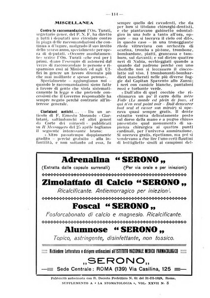 La stomatologia periodico mensile