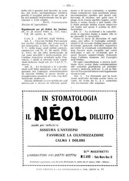 La stomatologia periodico mensile