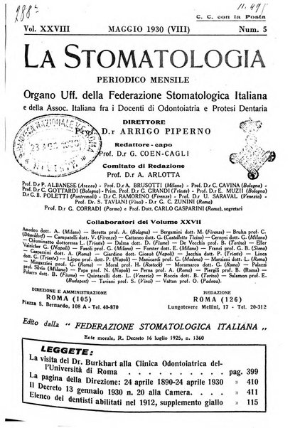 La stomatologia periodico mensile