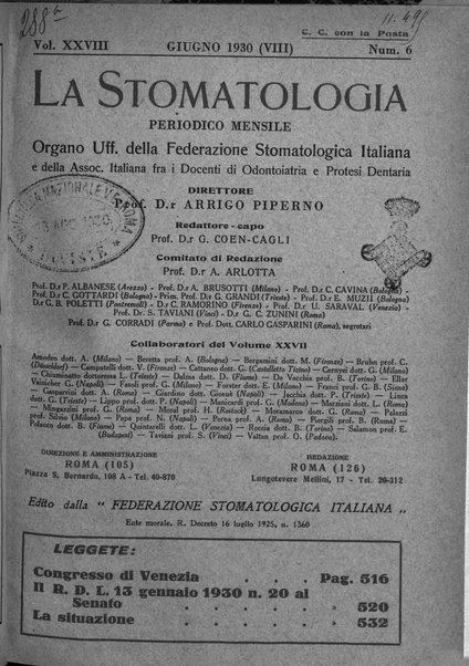 La stomatologia periodico mensile