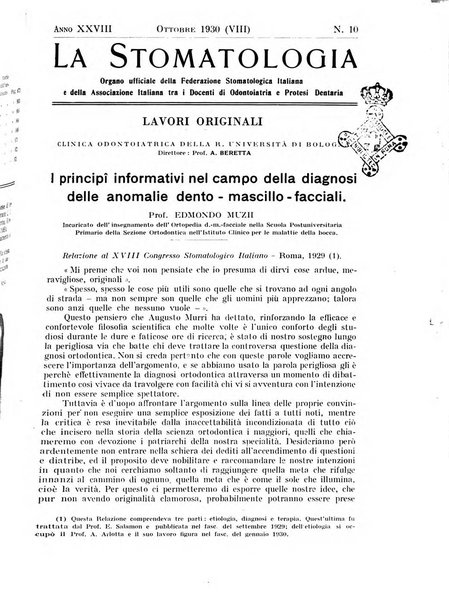 La stomatologia periodico mensile