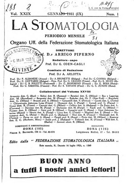 La stomatologia periodico mensile