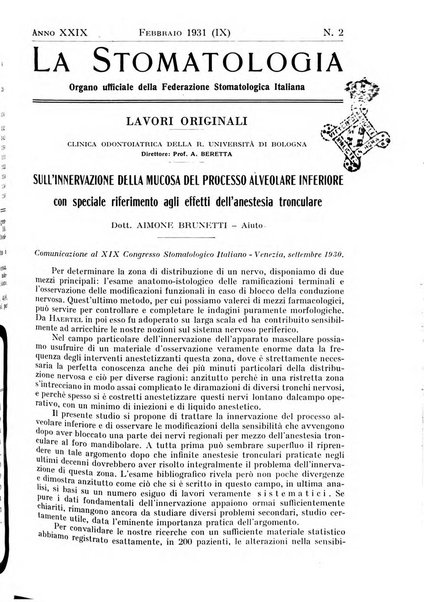 La stomatologia periodico mensile