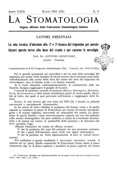 La stomatologia periodico mensile