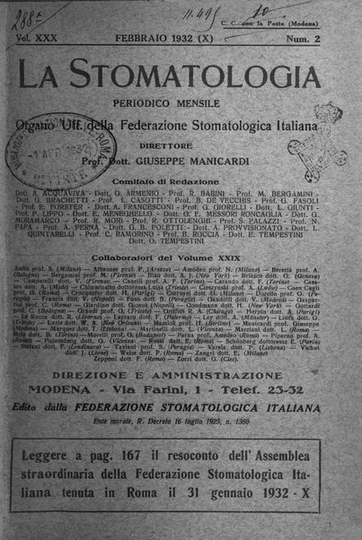 La stomatologia periodico mensile