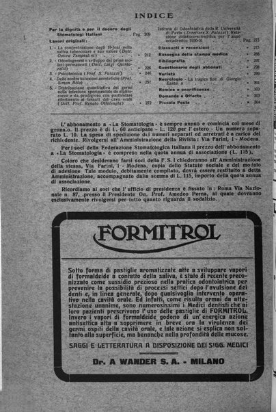 La stomatologia periodico mensile