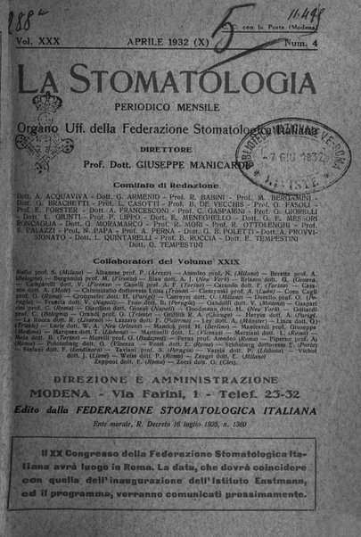 La stomatologia periodico mensile